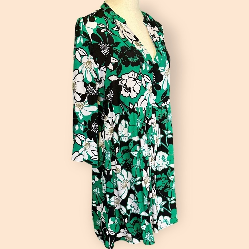 Maeve by Anthropologie ‘Juno’ Printed Dress in Green, Black & White Floral Sz M - Picture 14 of 15